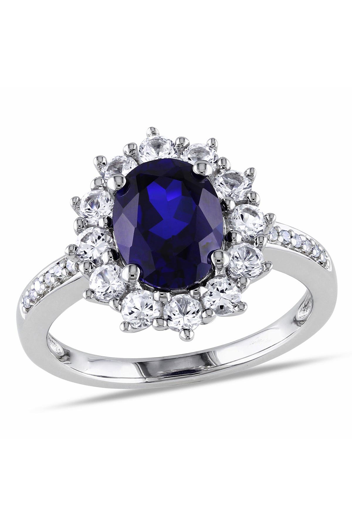 DELMAR Diamond & Created Sapphire Ring - 0.05 ctw