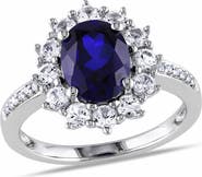DELMAR Diamond & Created Sapphire Ring - 0.05 ctw
