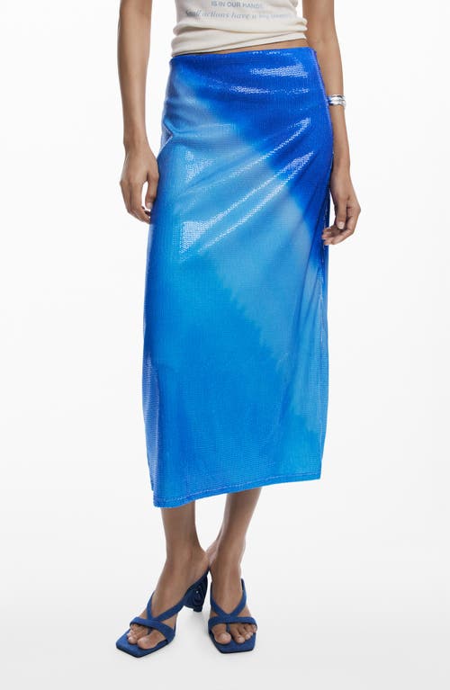 Desigual Sequin Midi Skirt In Blue
