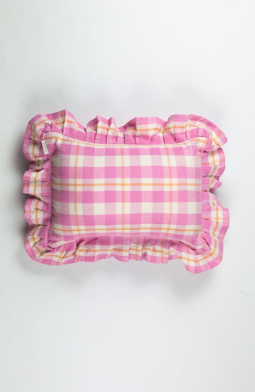 ARCHIVE NEW YORK ARCHIVE NEW YORK HANDWOVEN CLASSIC GINGHAM RUFFLE COTTON THROW PILLOW 