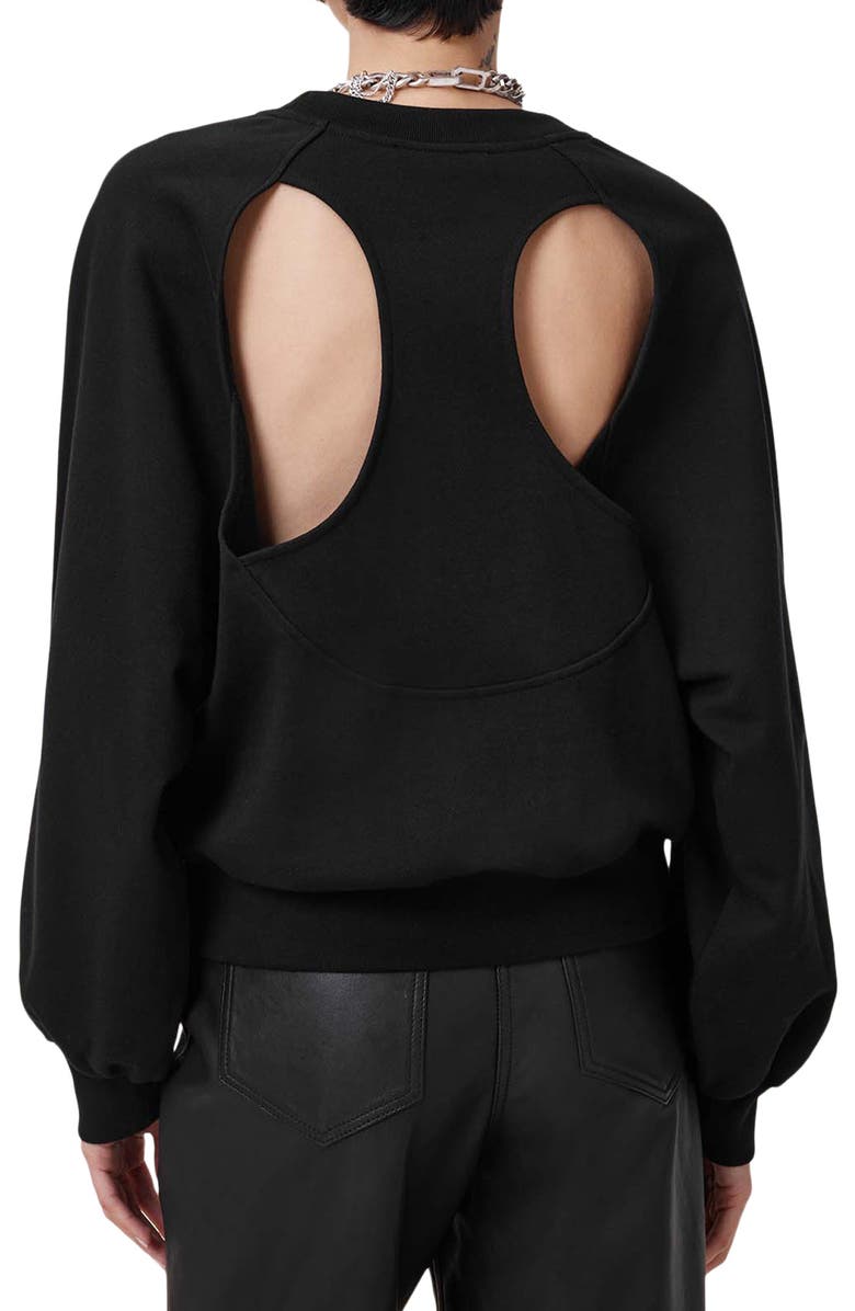 AllSaints Kiara Cygnet Cutout Graphic Sweatshirt, Alternate, color,
