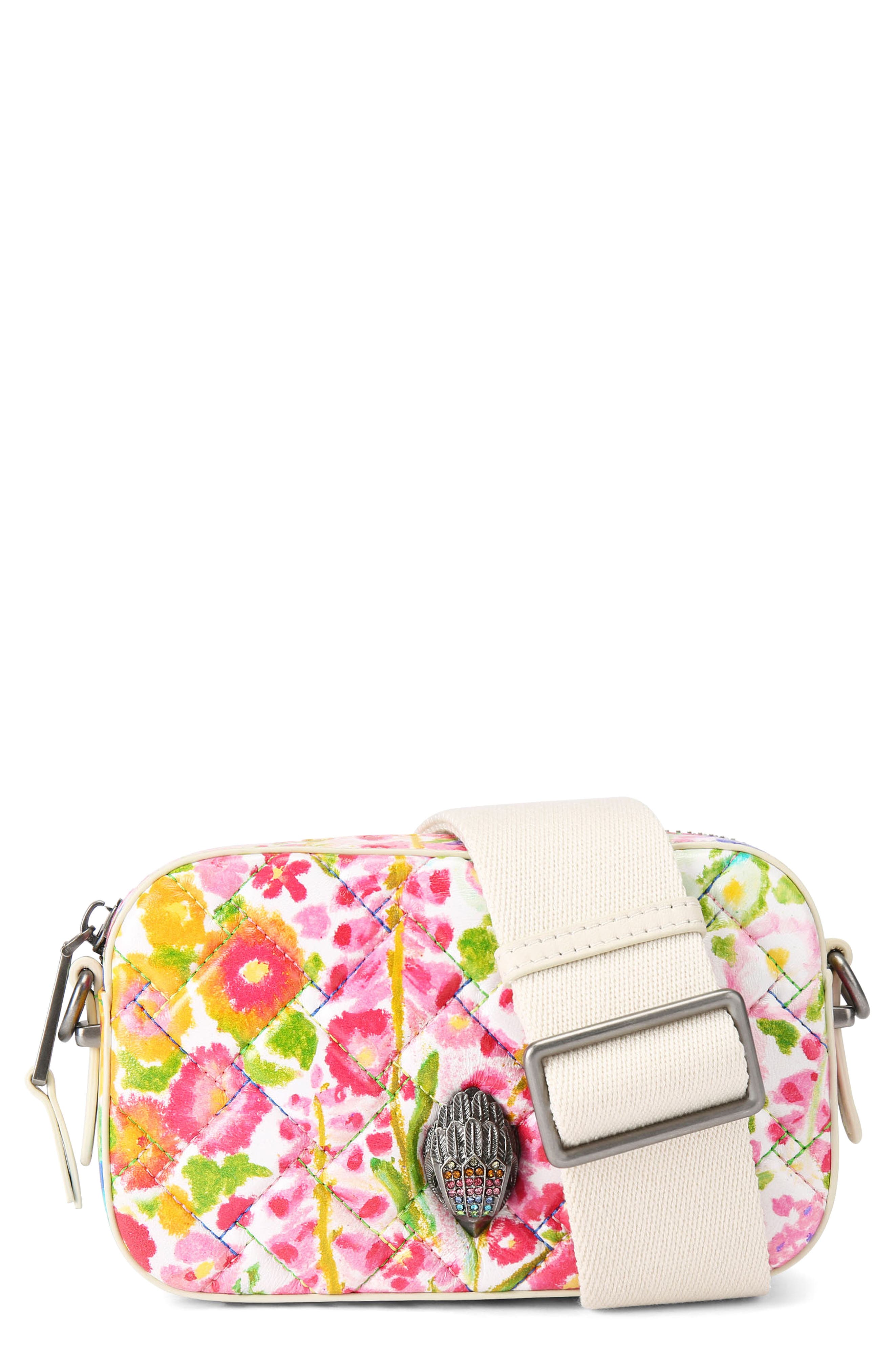 Kurt Geiger London Floral Couture Small Kensington Quilted Camera Bag, Main, color, 