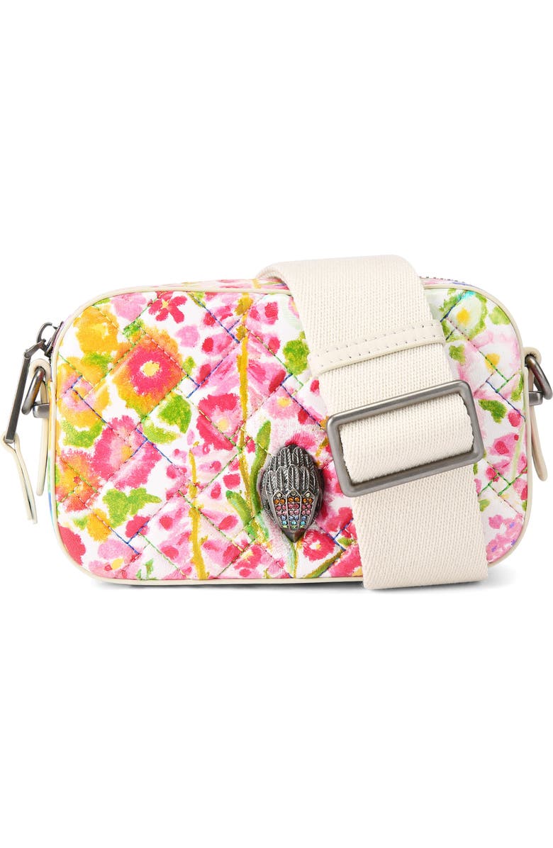Kurt Geiger London Floral Couture Small Kensington Quilted Camera Bag, Main, color,
