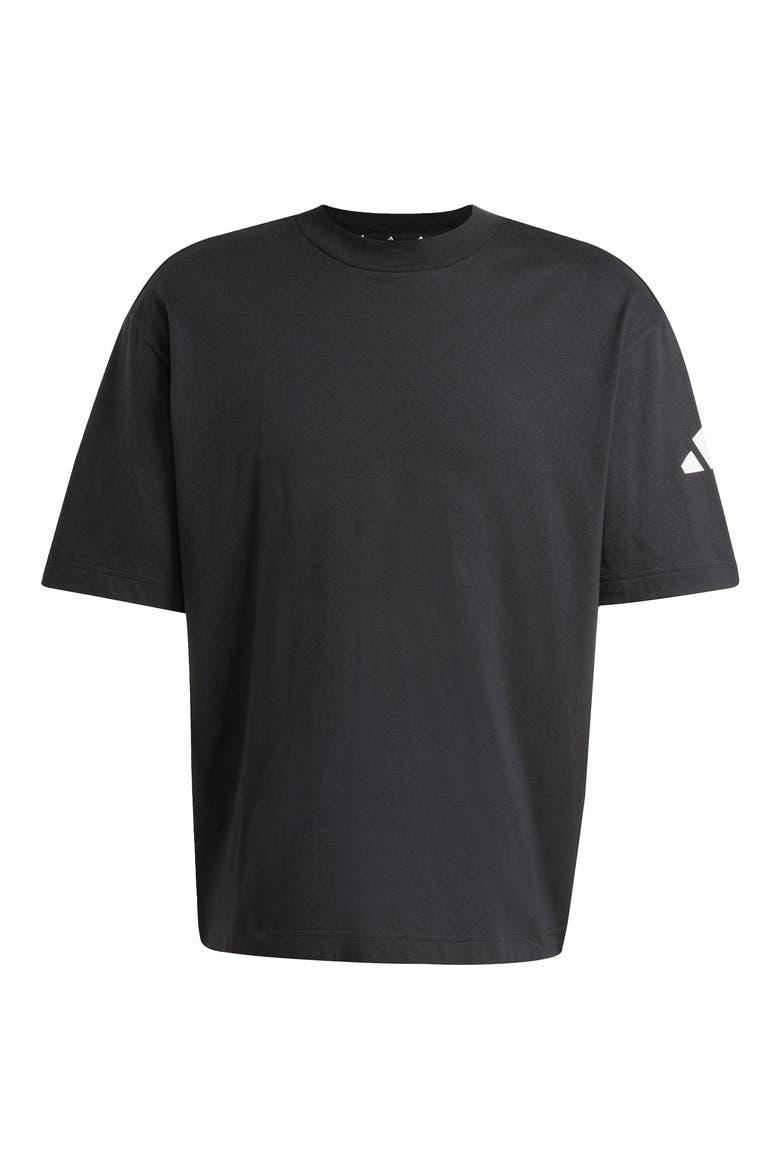 Essentials Loose 3-Bar Cotton T-Shirt, Alternate, color, BLACK/ WHITE