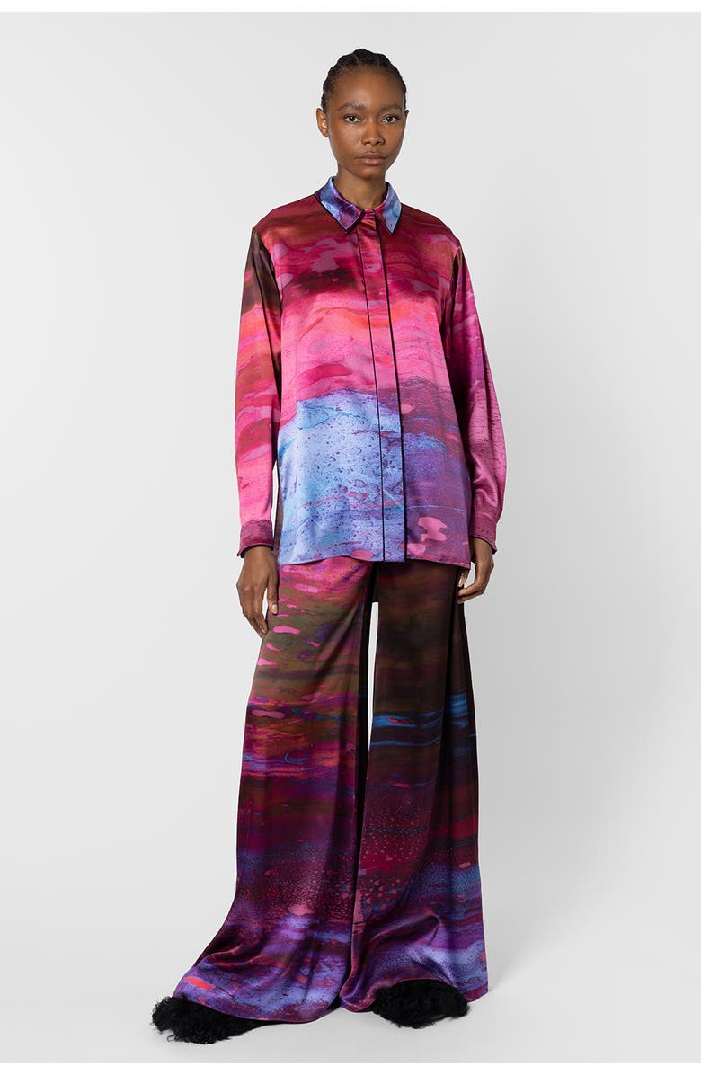 Roksanda Leonara Printed Silk Top, Main, color, Brush Cassis / Fushcia