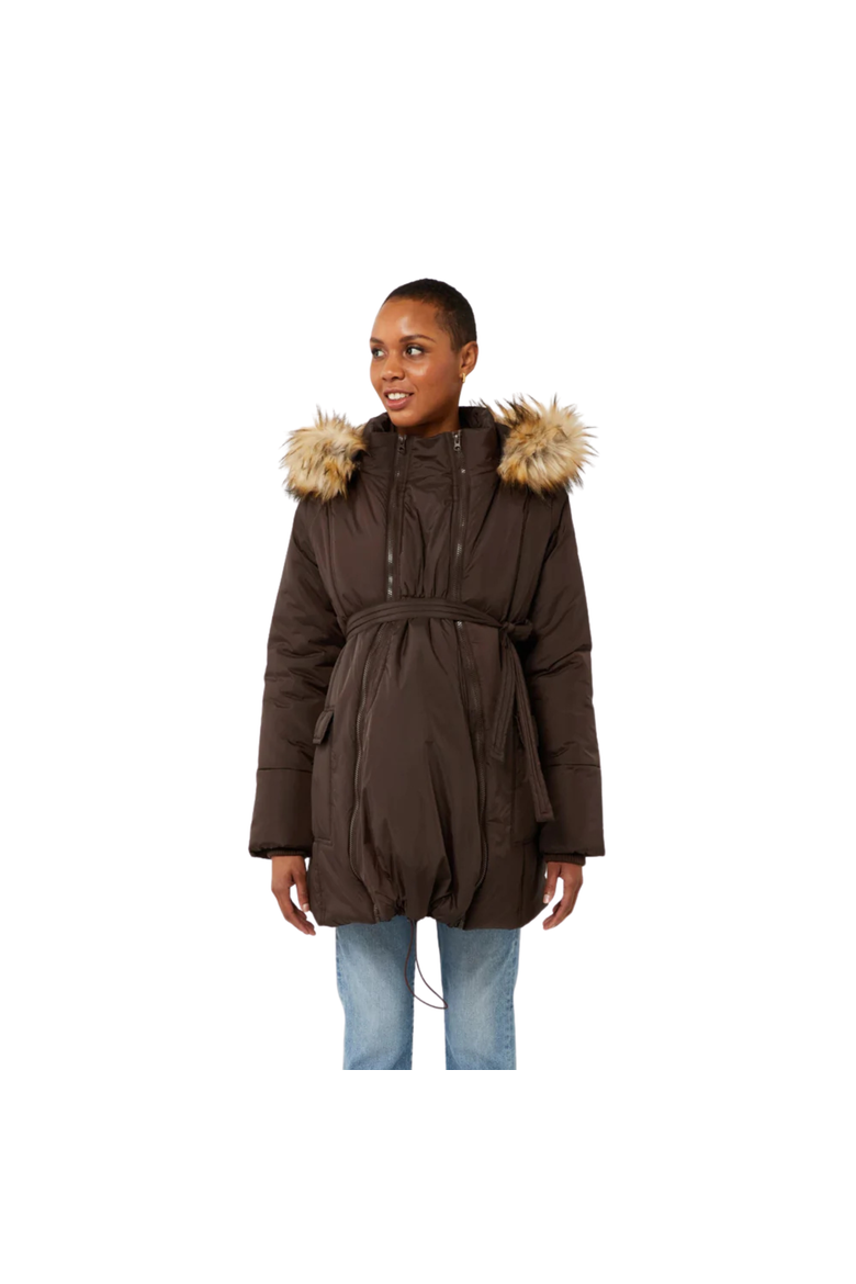 Rachel - 3 in 1 Maternity Coat With Belt, Main, color, Dark Chocolate