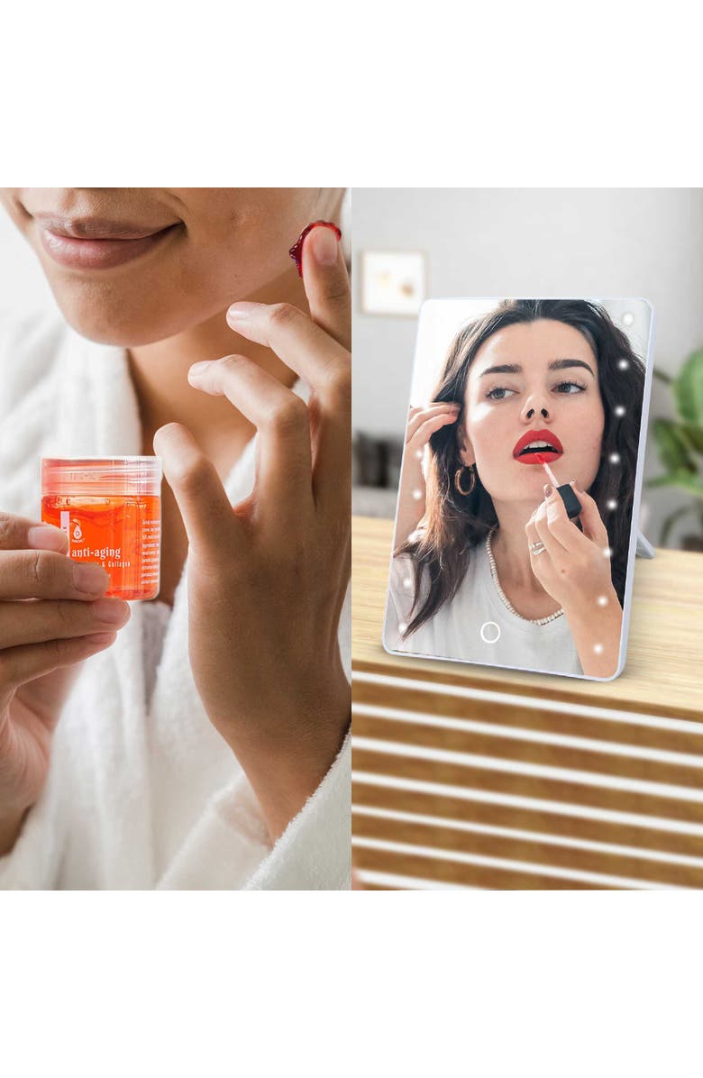 PURSONIC Touchscreen LED Vanity Mirror and Luxurious Gel & Mud Face Mask Set, Alternate, color, Multicolor