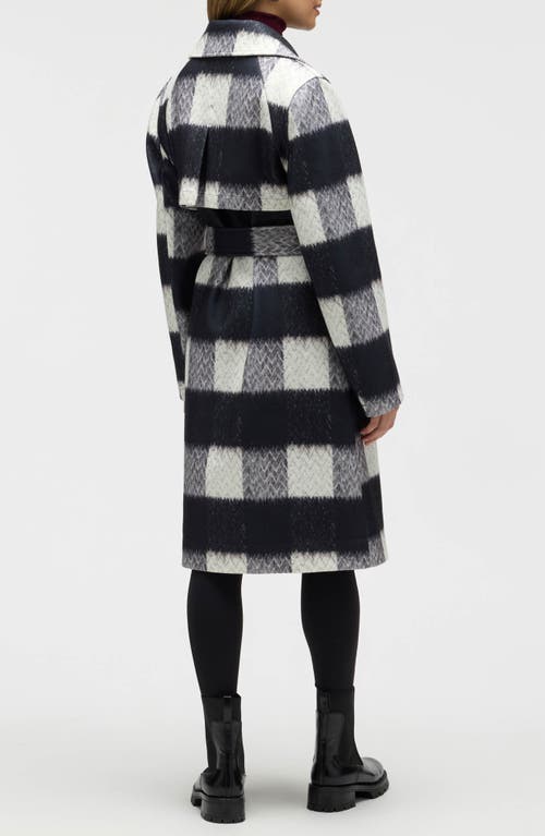 Nvlt Buffalo Plaid Belted Double Breasted Coat In Black