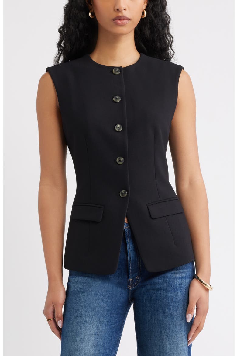 The Icon Crewneck Vest, Main, color, BLACK