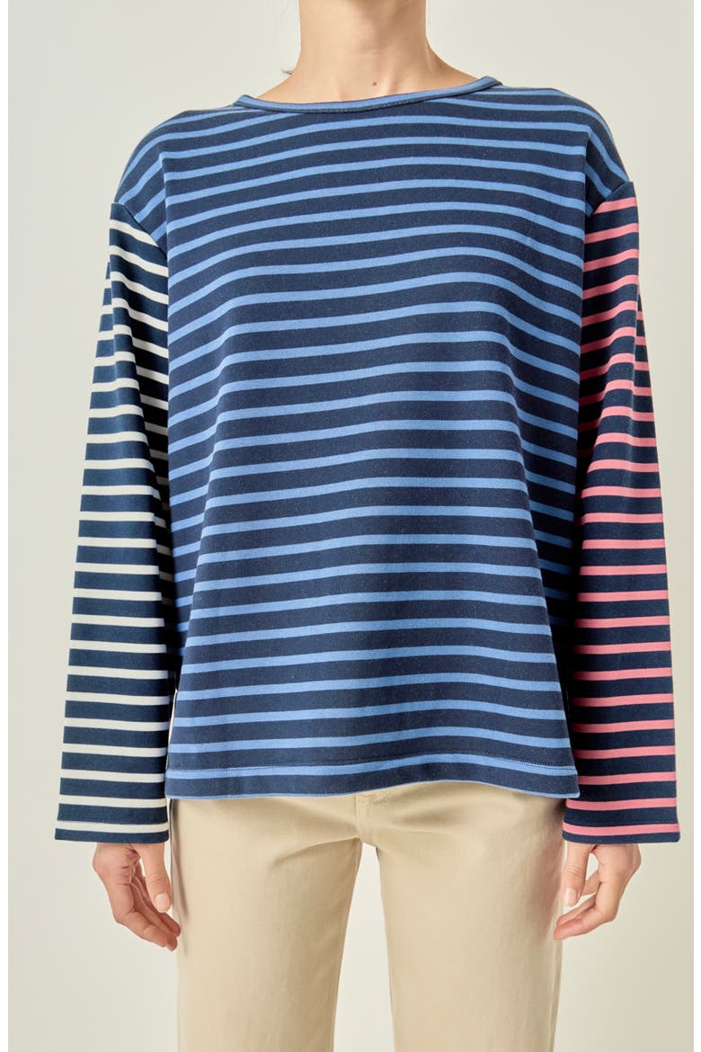 Mixed Stripe Top, Alternate, color, NAVY MULTI
