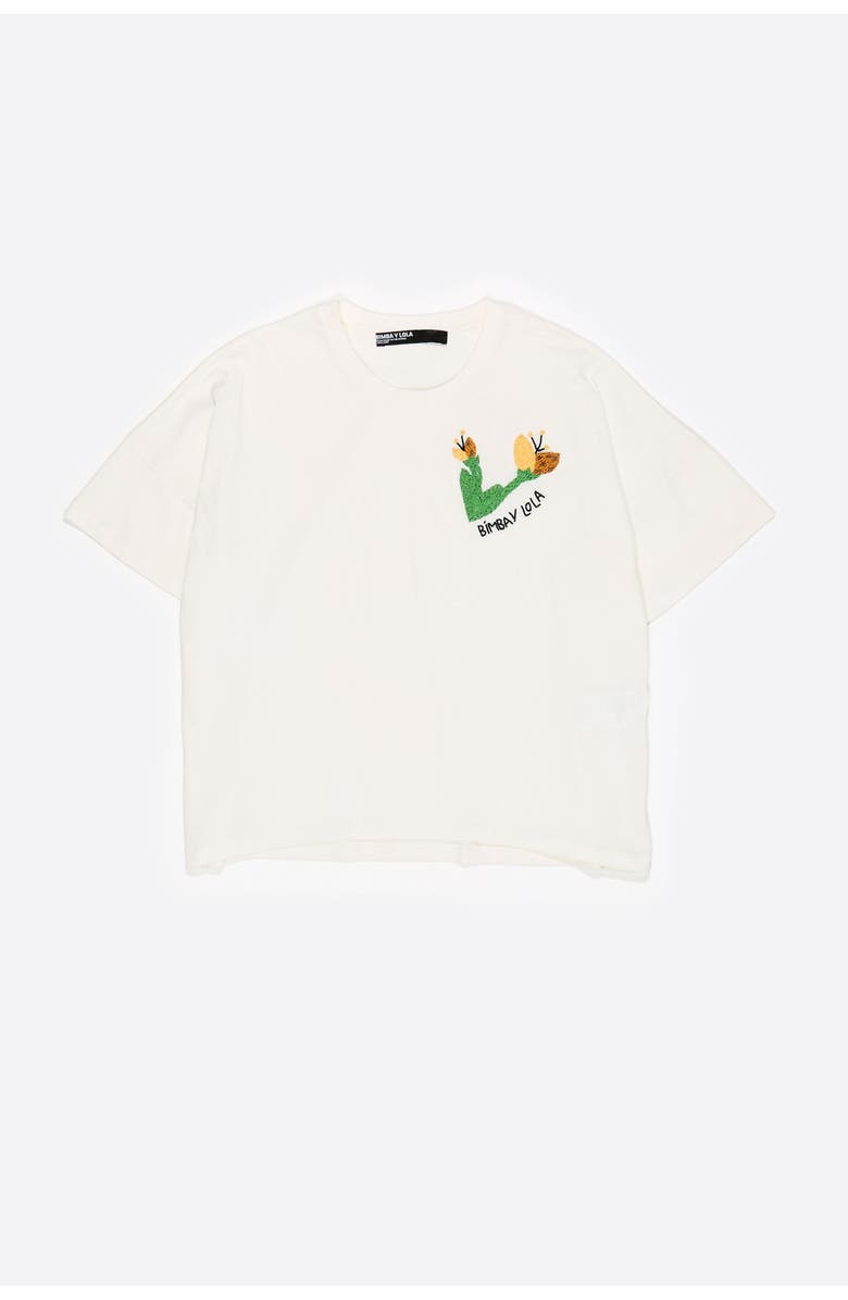 Bimba y Lola Hand Embroidered Logo T-Shirt, Alternate, color, Ivory