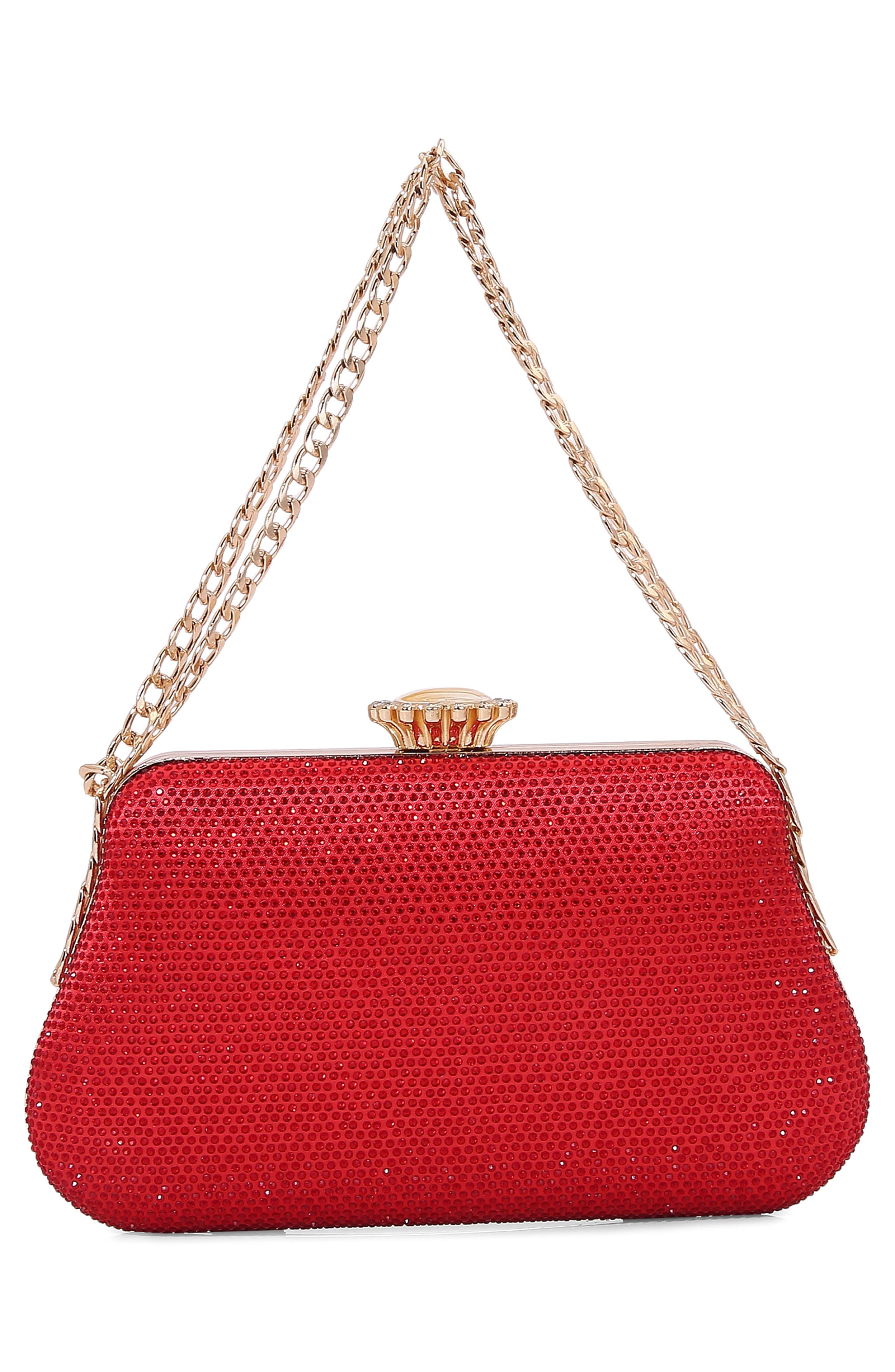 Rhinestone Frame Handbag, Alternate, color, RED