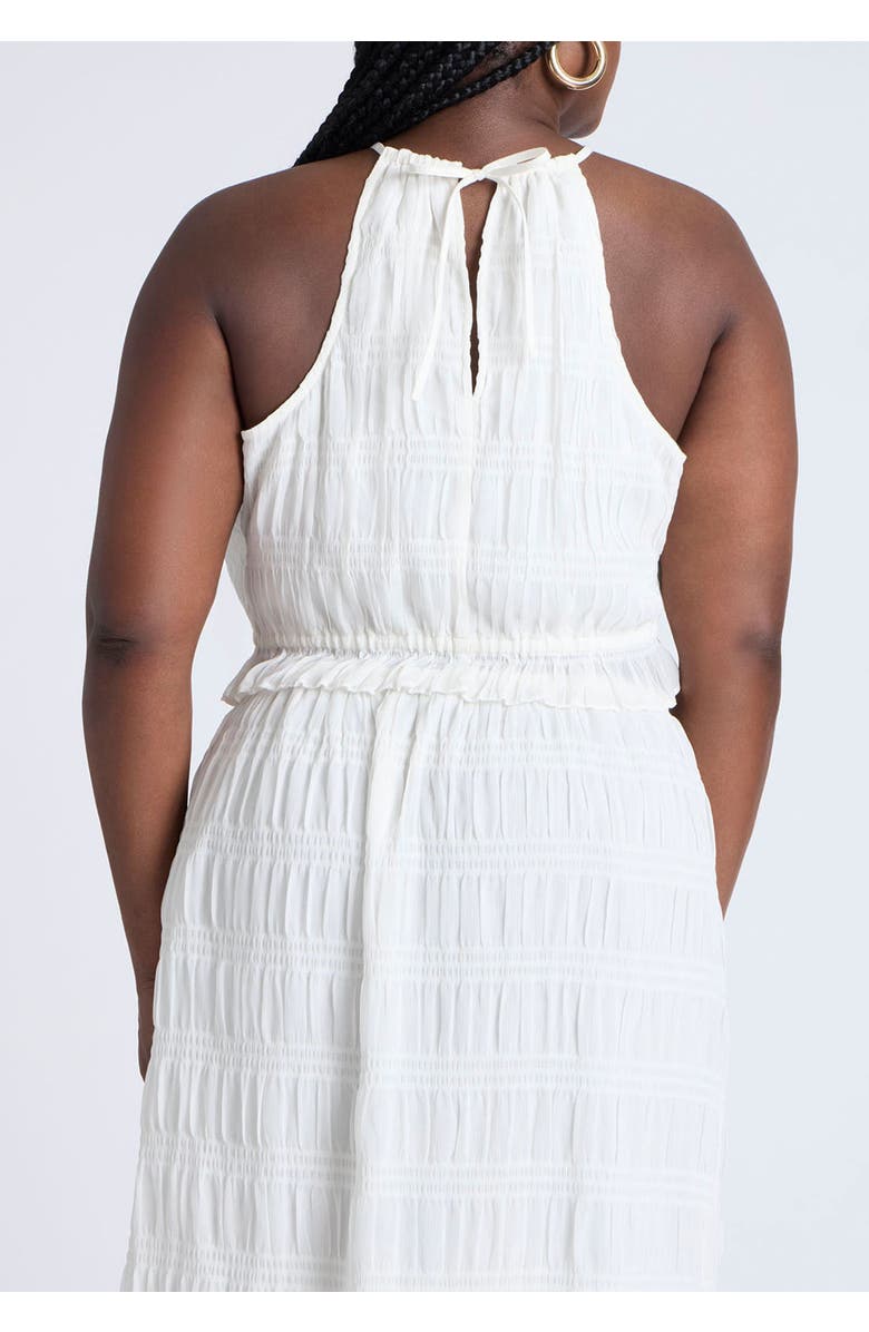 ELOQUII Ruched Tiered Top, Alternate, color, Jet Stream