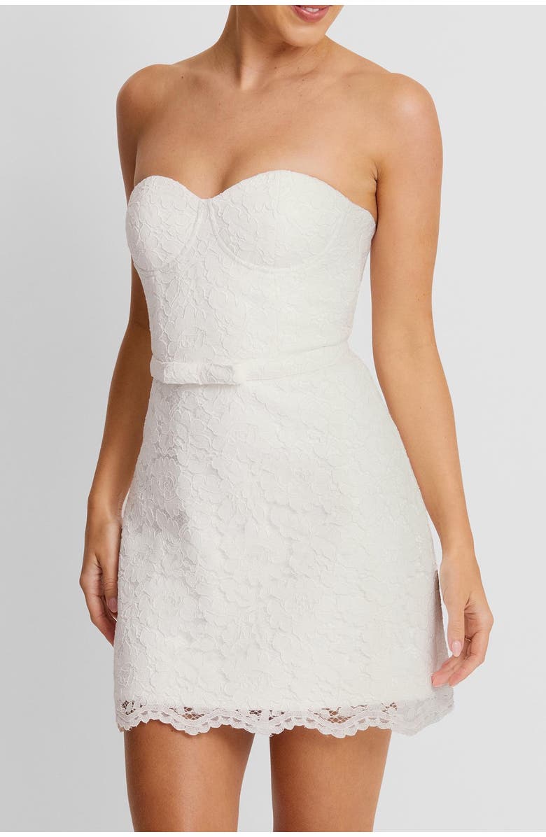 Six Stories Lace Bandeau Corset Mini Dress, Alternate, color, White