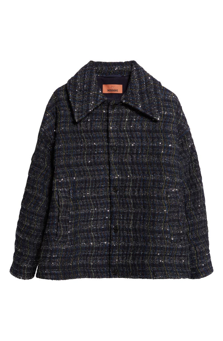 Missoni Padded Metallic Wave Check Overshirt, Alternate, color, Black And Blue