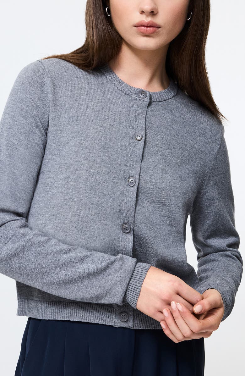 French Connection Crop Cardigan, Main, color, Mid Grey Melange