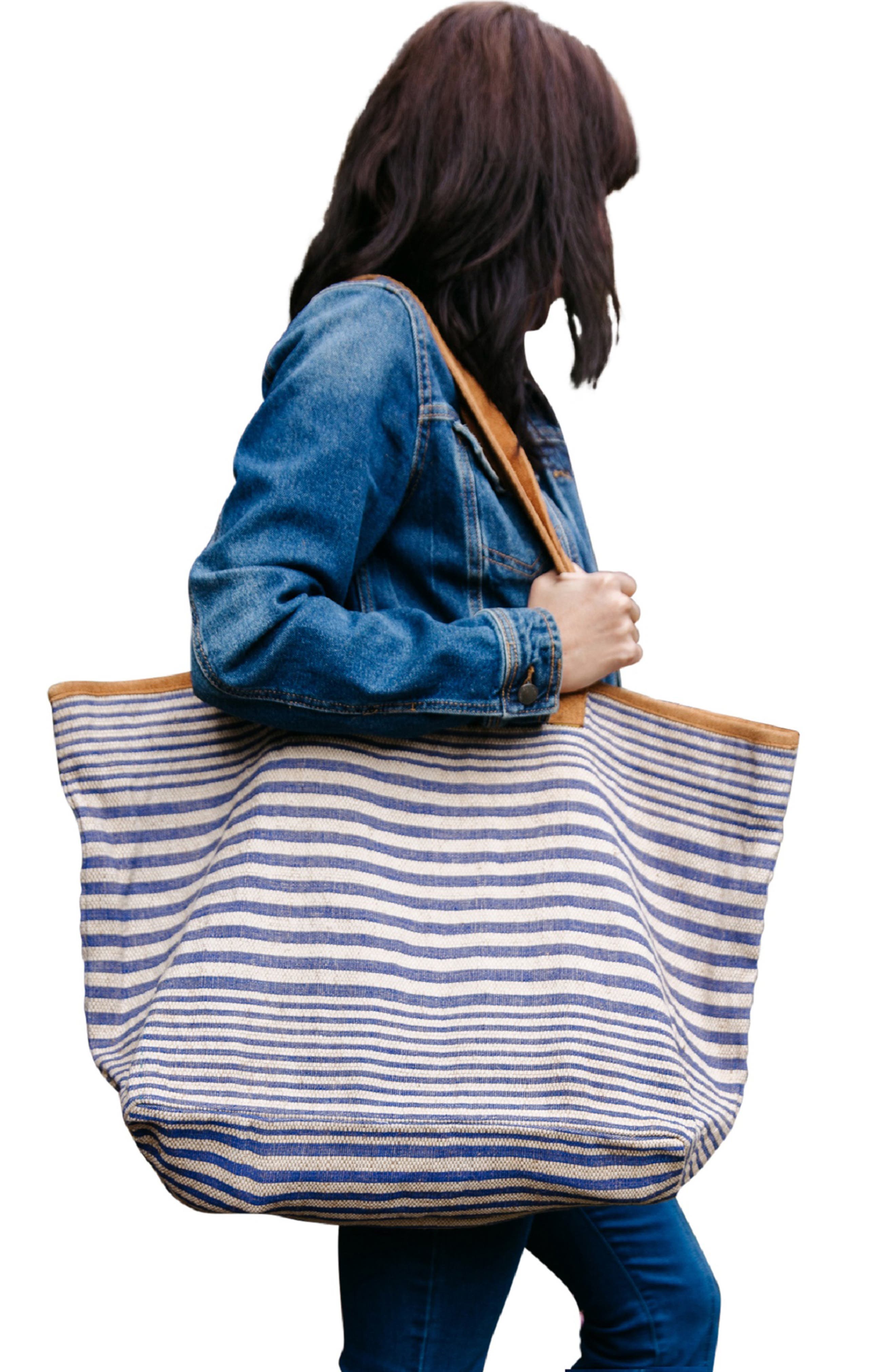 Will & Atlas Paloma Stripe Tote Bag, Alternate, color, Indigo