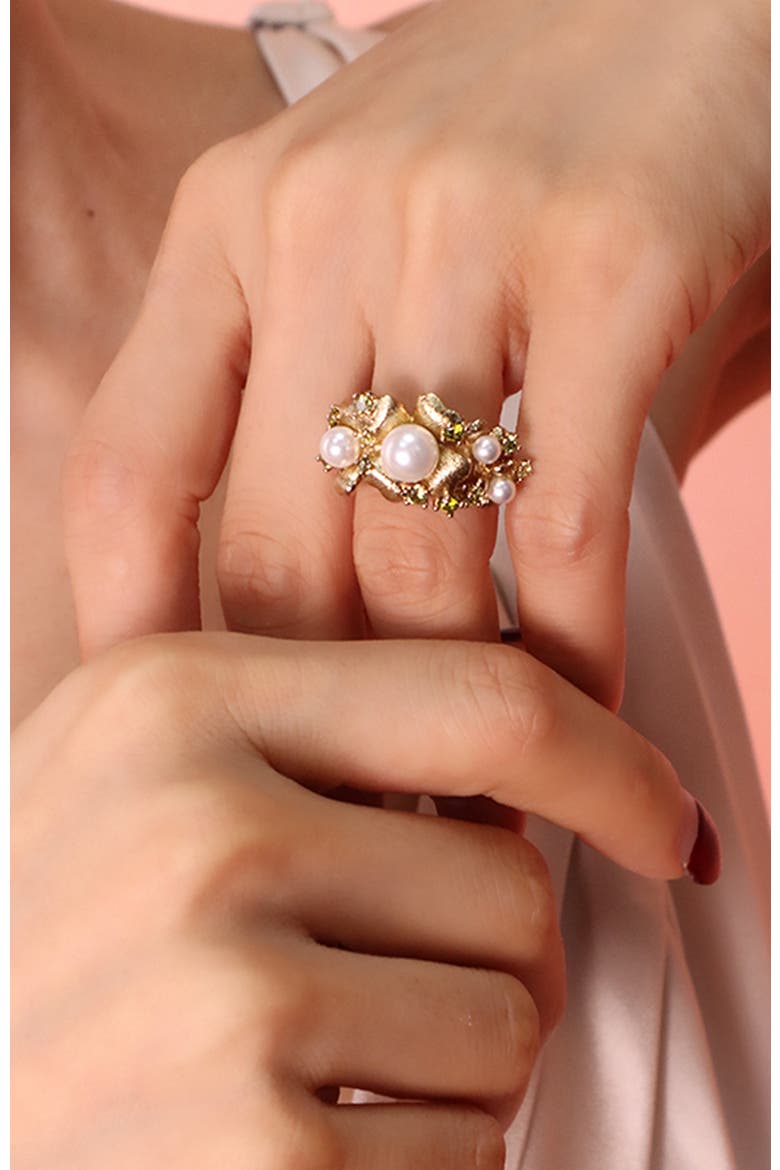 Garden Blossom Wide Ring, Alternate, color, Gold & White & Yellow