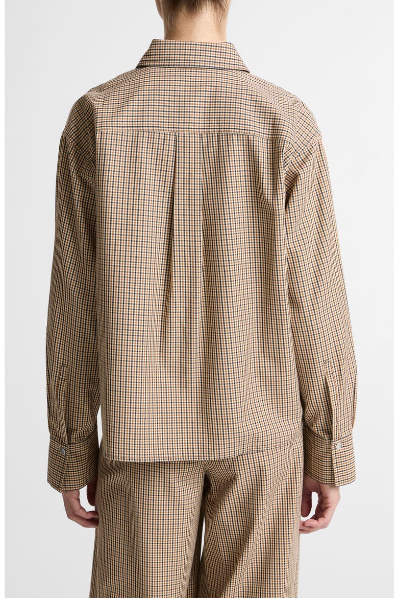 Plaid Oversize Crop Cotton Blend Snap-Up Shirt, Alternate, color, LT WHEATSTONE CHECK
