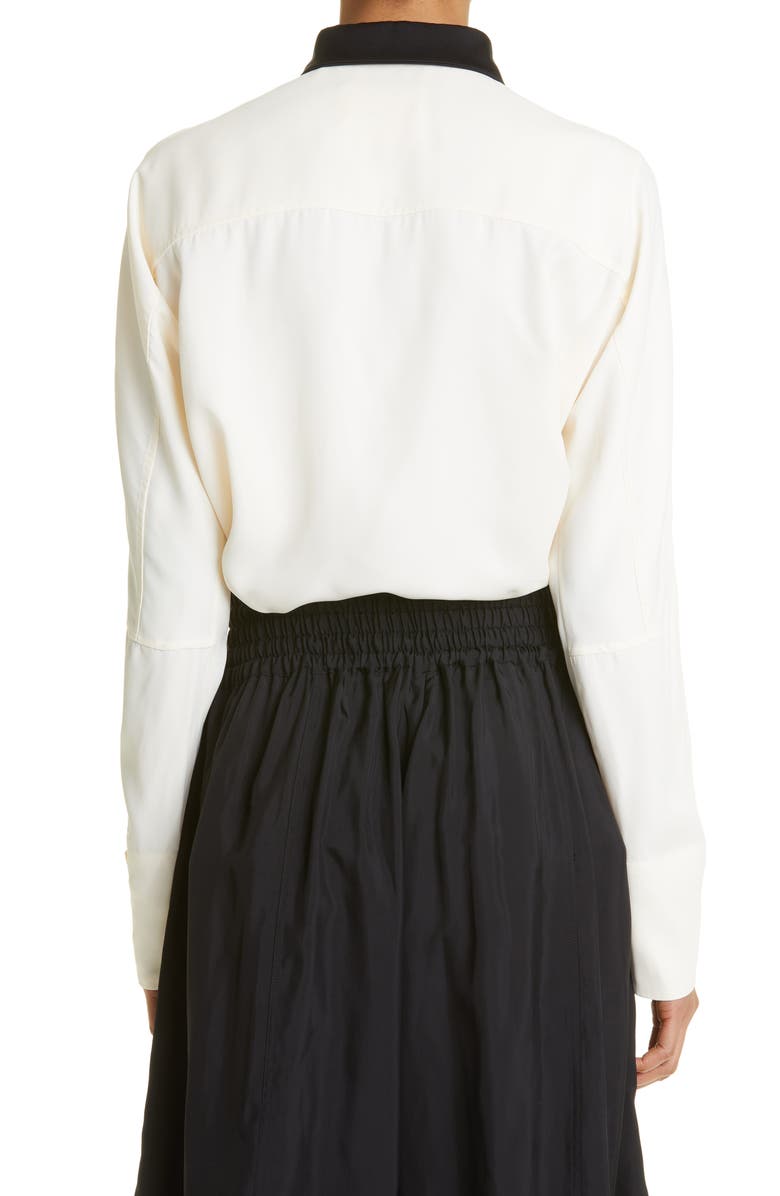 Jil Sander Relaxed Fit Contrast Collar Button-Up Shirt, Alternate, color, 