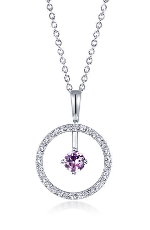 Simulated Diamond Lab-Created Birthstone Reversible Pendant Necklace