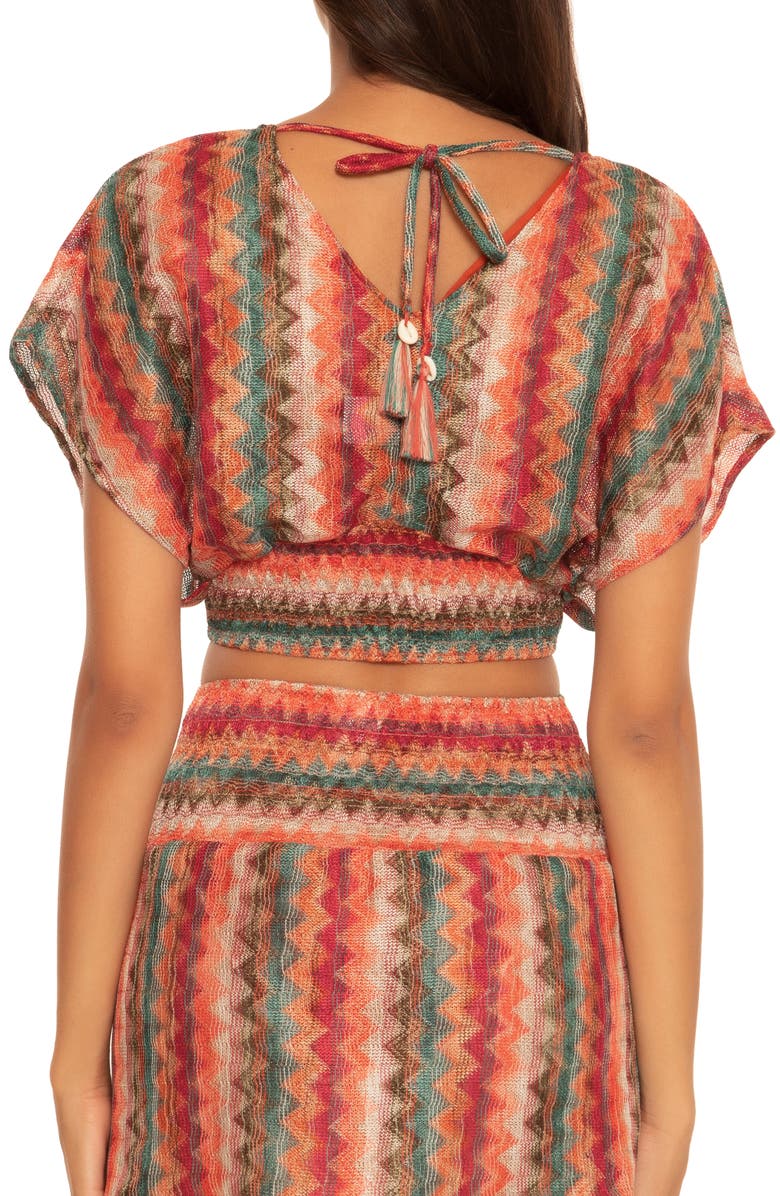 Isabella Rose Smocked Cover-Up Crop Top, Alternate, color, 