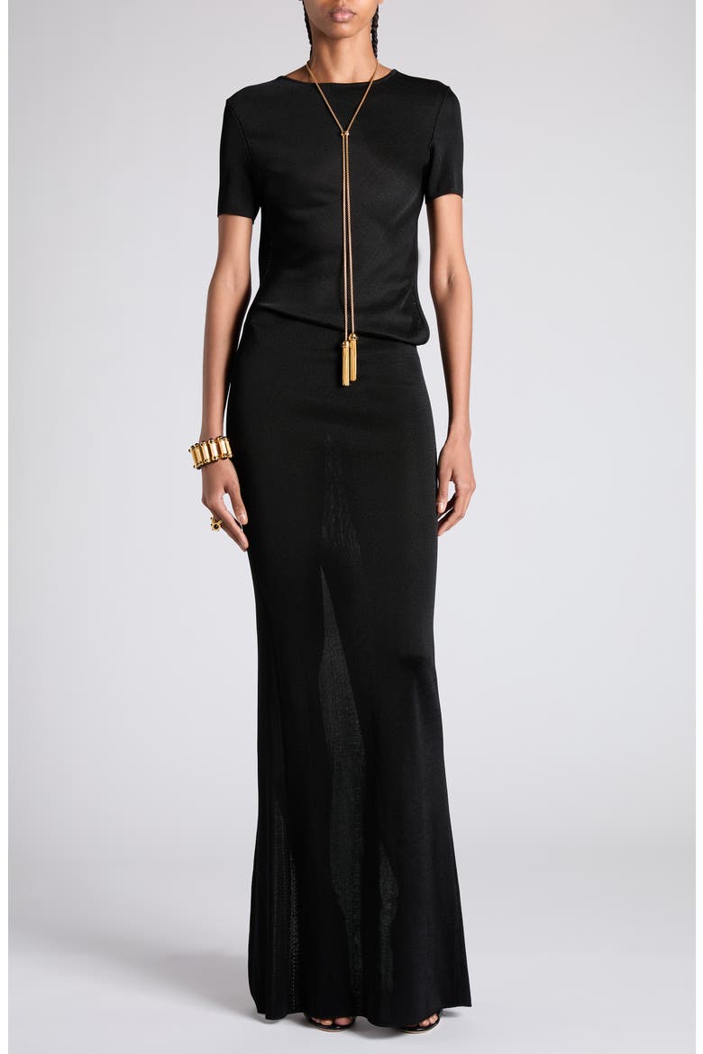 Open Back Double Knit Dress, Main, color, LB999 BLACK