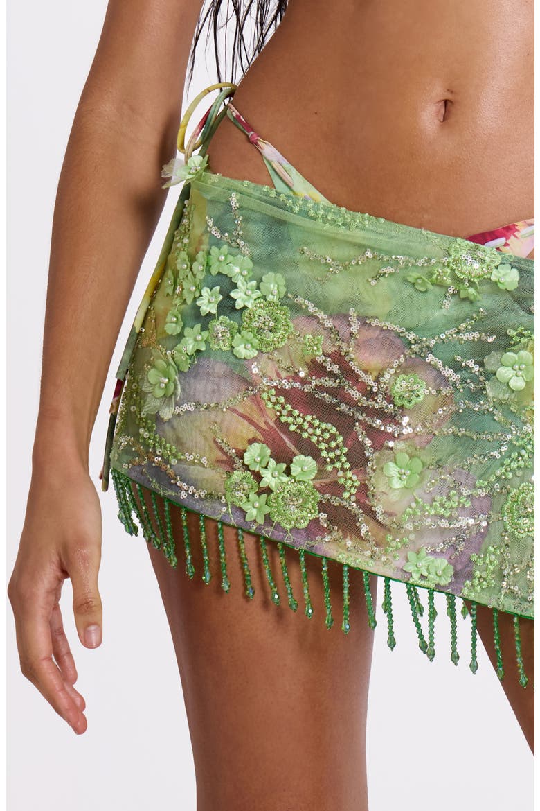 Melona Embellished Wrap Miniskirt, Alternate, color, GREEN