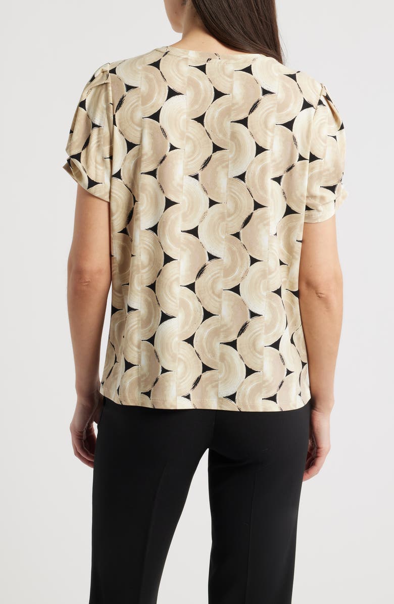 AK ANNE KLEIN Pleated Sleeve Top, Alternate, color, Latte Multi