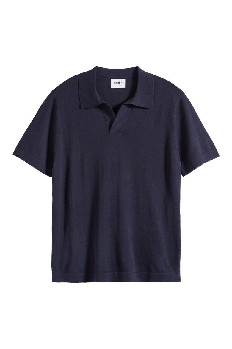 Ryan 6311 Cotton & Linen Johnny Collar Polo, Alternate, color, NAVY BLUE
