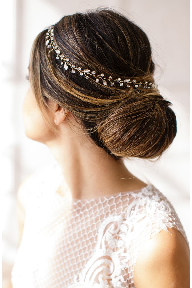 Lucina Crystal Halo & Sash, Alternate, color, GOLD