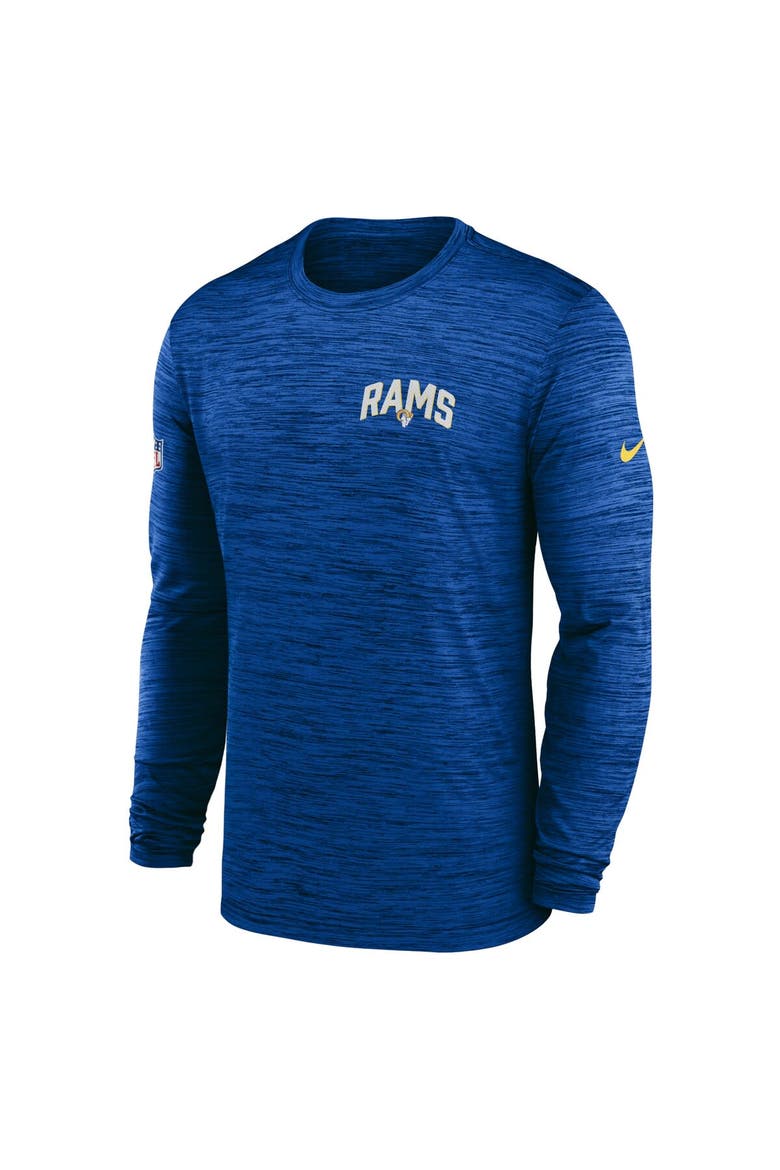 Men's Nike Royal Los Angeles Rams Sideline Velocity Athletic Stack Performance Long Sleeve T-Shirt, Alternate, color, Royal