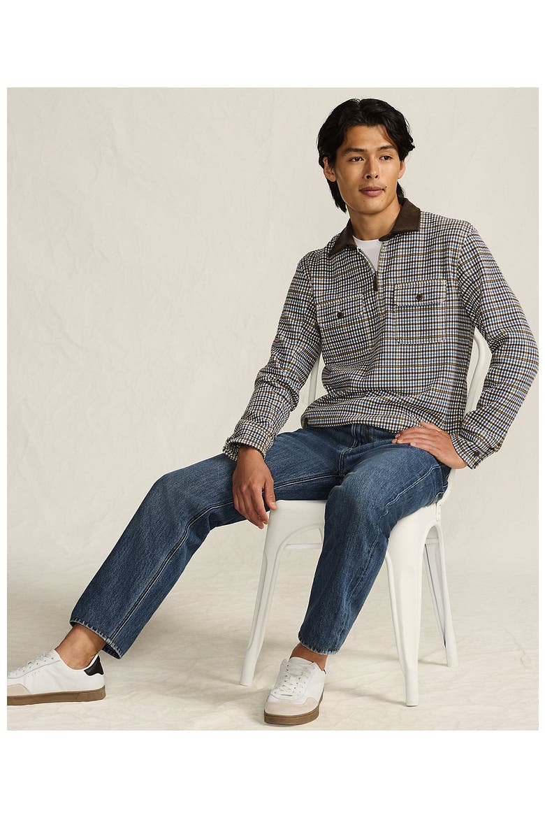 Long Sleeve Corduroy Collar Bedford Rib Quarter Zip, Alternate, color, Ivory Latte/Brown Houndstooth
