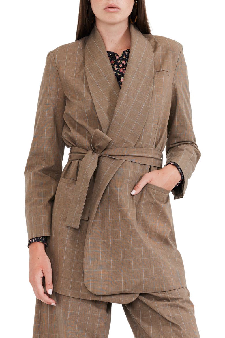 Blazer With Waist Tie, Main, color, Coco Check