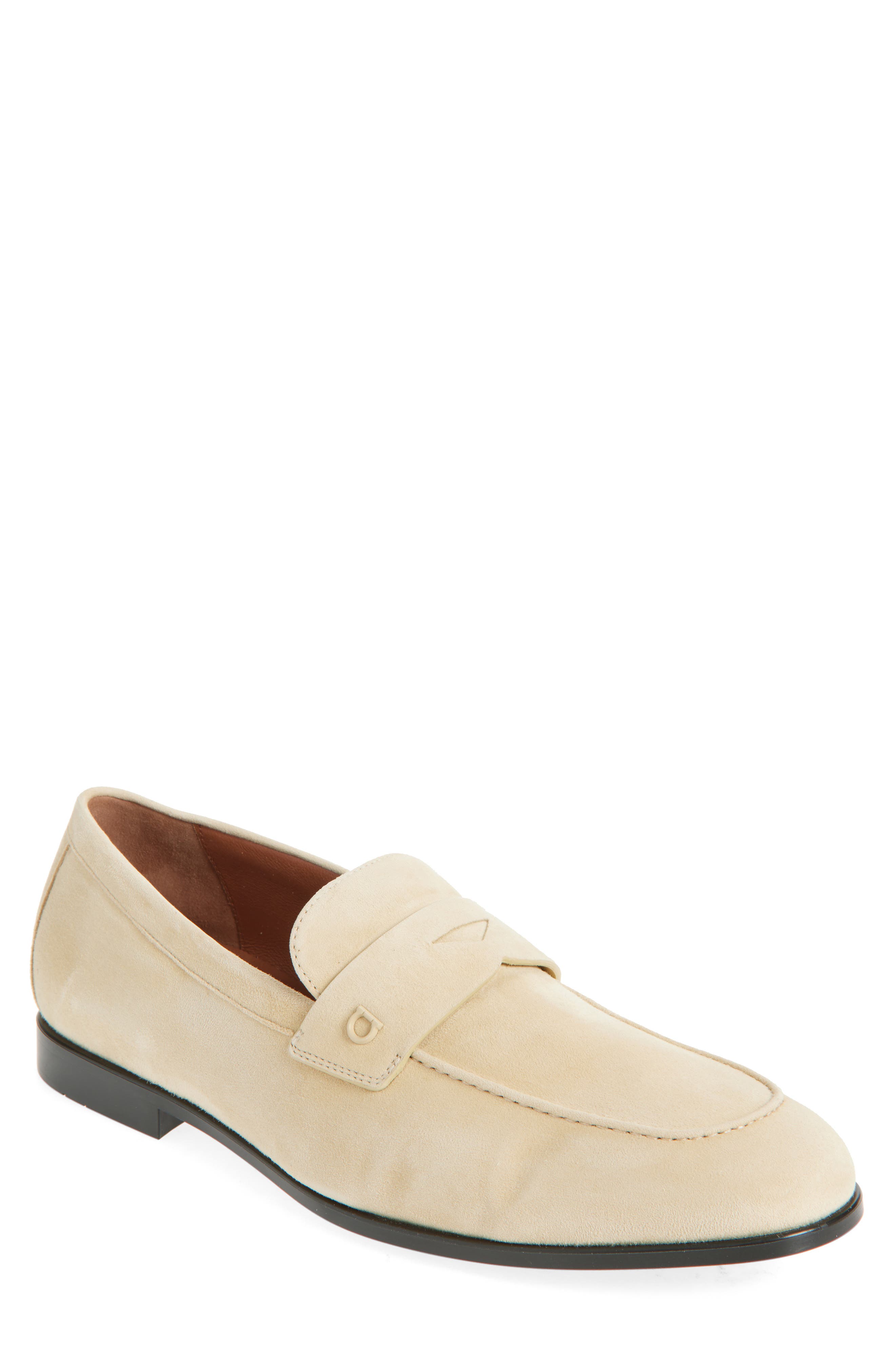 FERRAGAMO Tiberio Penny Loafer, Main, color, Ecru Naturale Naturale