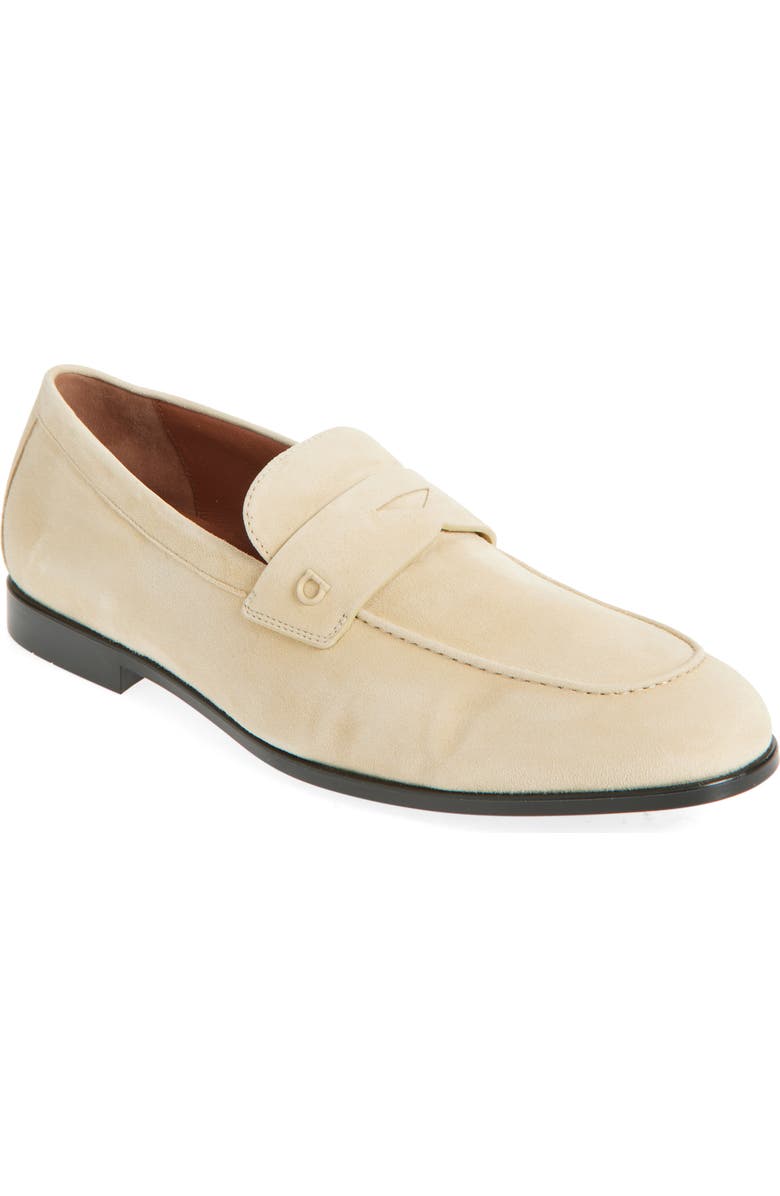FERRAGAMO Tiberio Penny Loafer, Main, color, Ecru Naturale Naturale