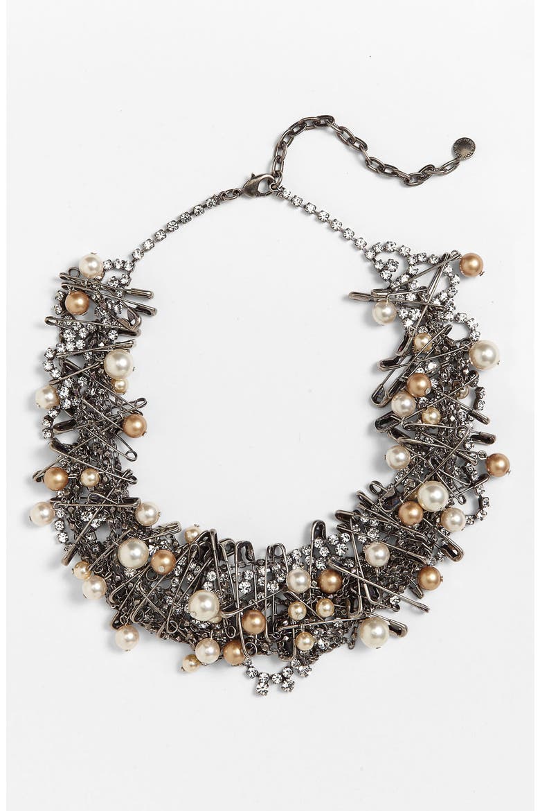 'Punk Chic Pearls' Statement Necklace, Main, color, SILVER MULTI