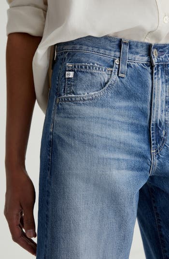 Hattie Raw Hem High Waist Crop Barrel Leg Jeans