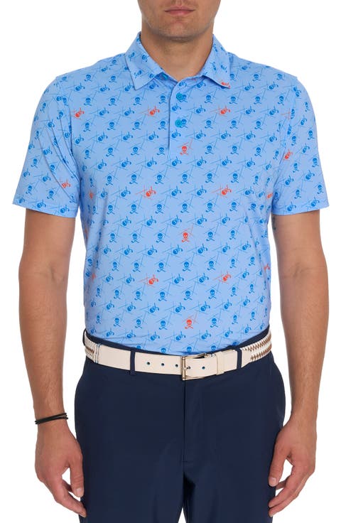 Stinger Skull Print Short Sleeve Performance Golf Polo