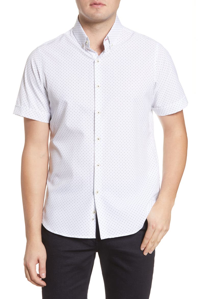 Short Sleeve Button-Down Shirt, Main, color, WHITE