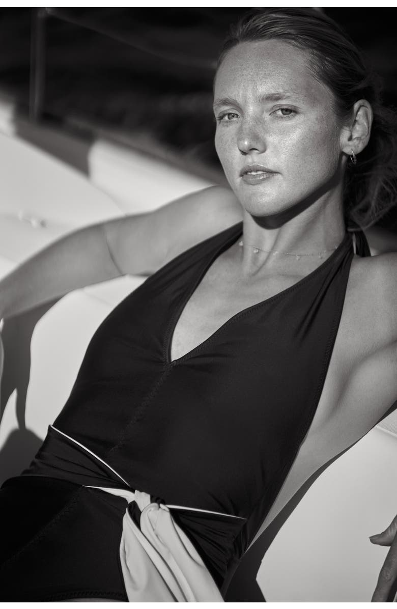 Ansea The Tie Front One Piece, Alternate, color, Black