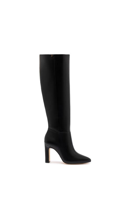 Larroude Cindy Leather Block-heel Knee Boots In Black