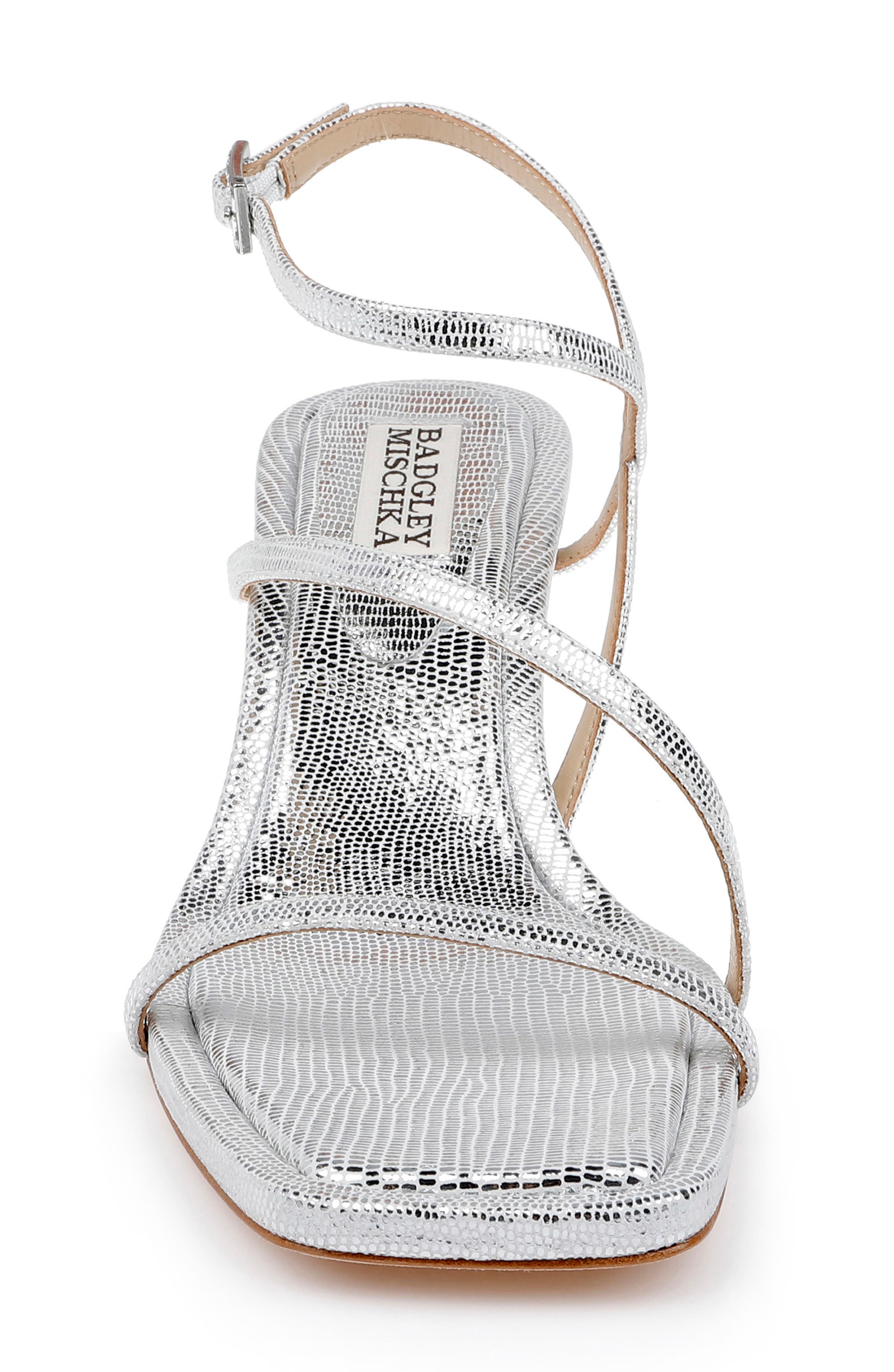 Badgley Mischka Collection Gracelyn Ankle Strap Sandal, Alternate, color, Silver Lizard