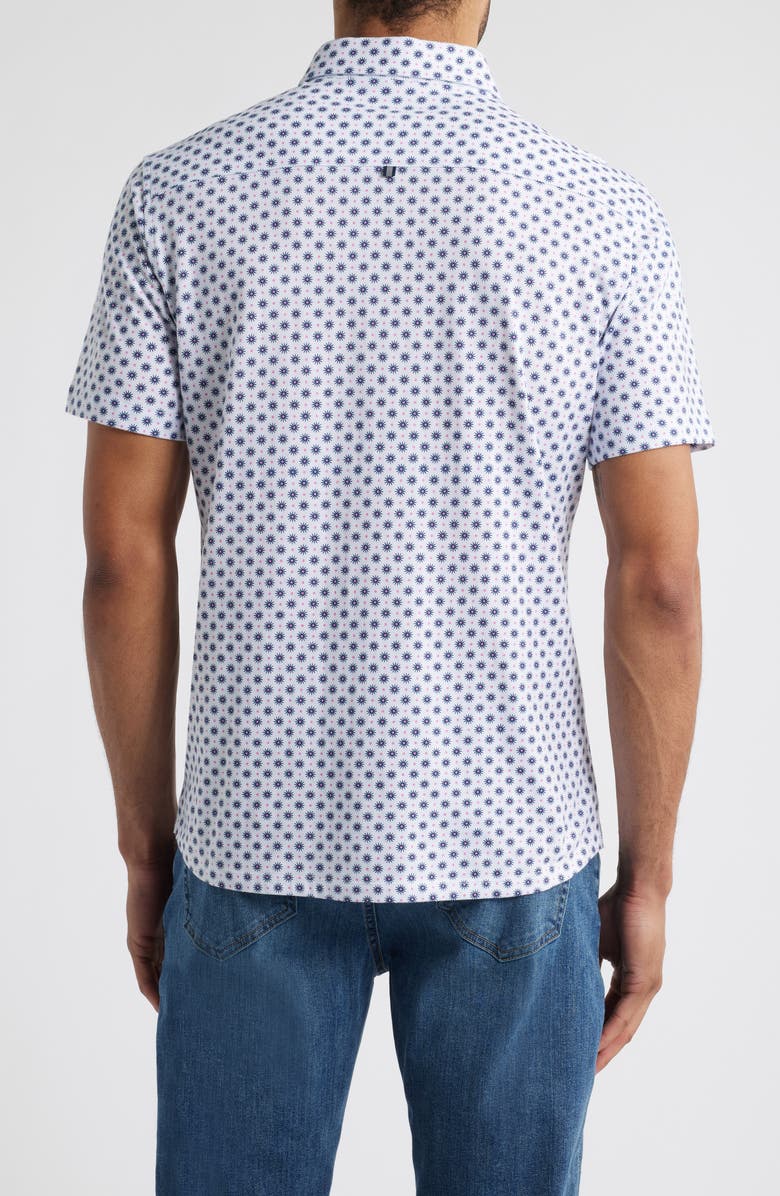 Stone Rose Solar Eclipse Performance Short Sleeve Button-Up Shirt, Alternate, color, 