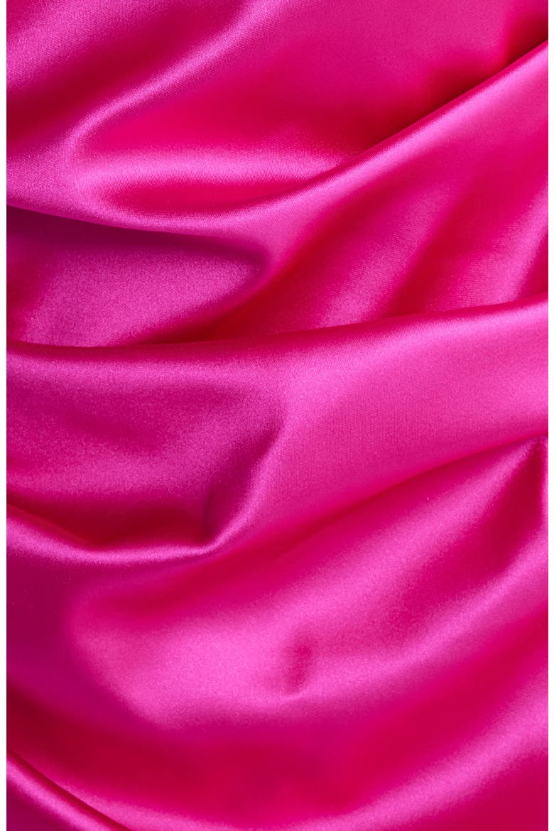 Twist Neck Satin Cocktail Dress, Alternate, color, FUCHSIA