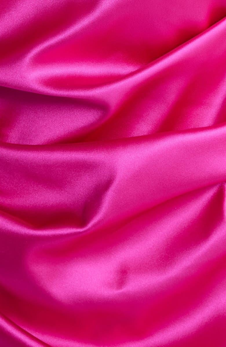 Eliza J Twist Neck Satin Cocktail Dress, Alternate, color, Fuchsia