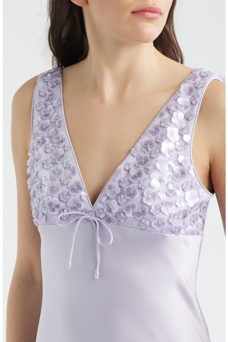 Serefina Sequin Flower Satin Gown, Alternate, color, LAVENDER