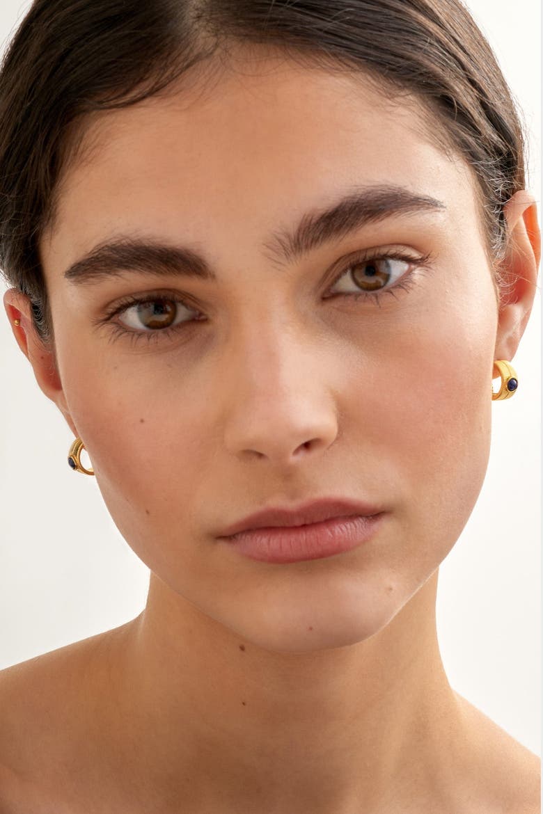 'September' Waterproof Gold Birthstone Hoop Earrings, Alternate, color, September