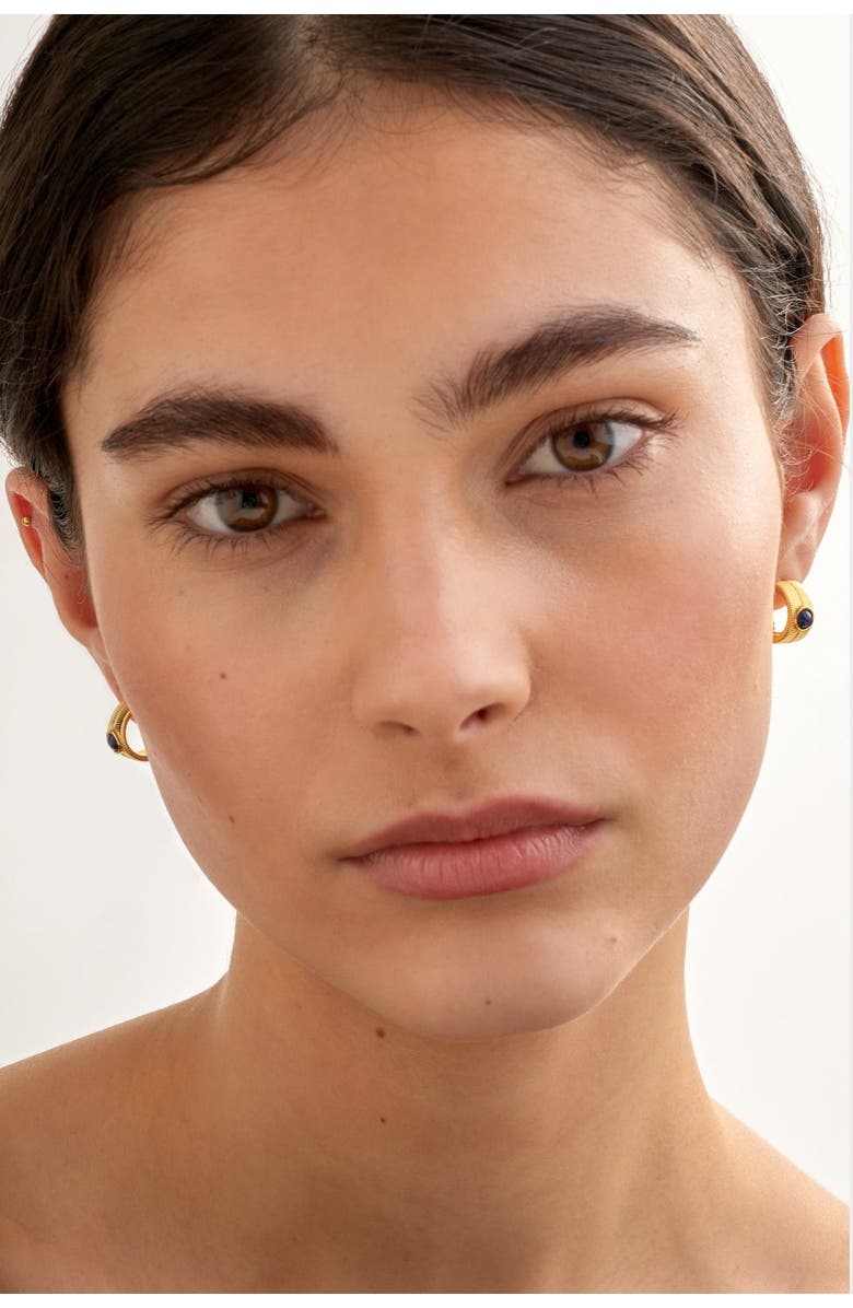 Katie Loxton 'September' Waterproof Gold Birthstone Hoop Earrings, Alternate, color, September