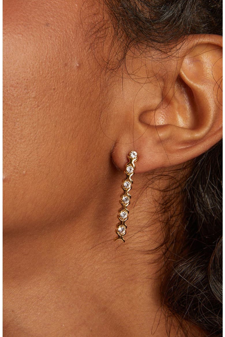 Bold Lab Grown Sapphire X Estate Tennis Earrings, Alternate, color, Yellow Gold Vermeil